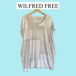 Wilfred Free Women's Gray Beige White Top Shirt Dress Size Small pockets